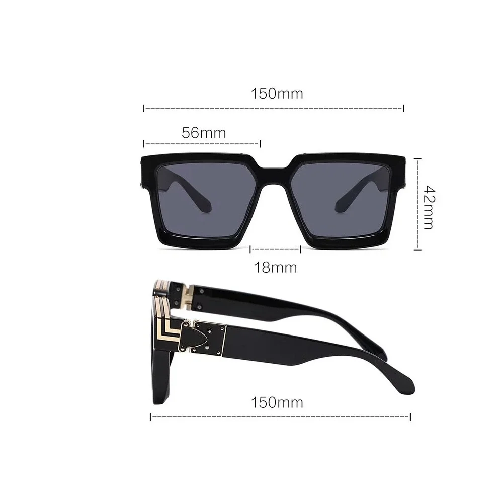 Mens Oversized Black Square Sunglasses Gold Accents Hip Hop Driving Eyewear 2026